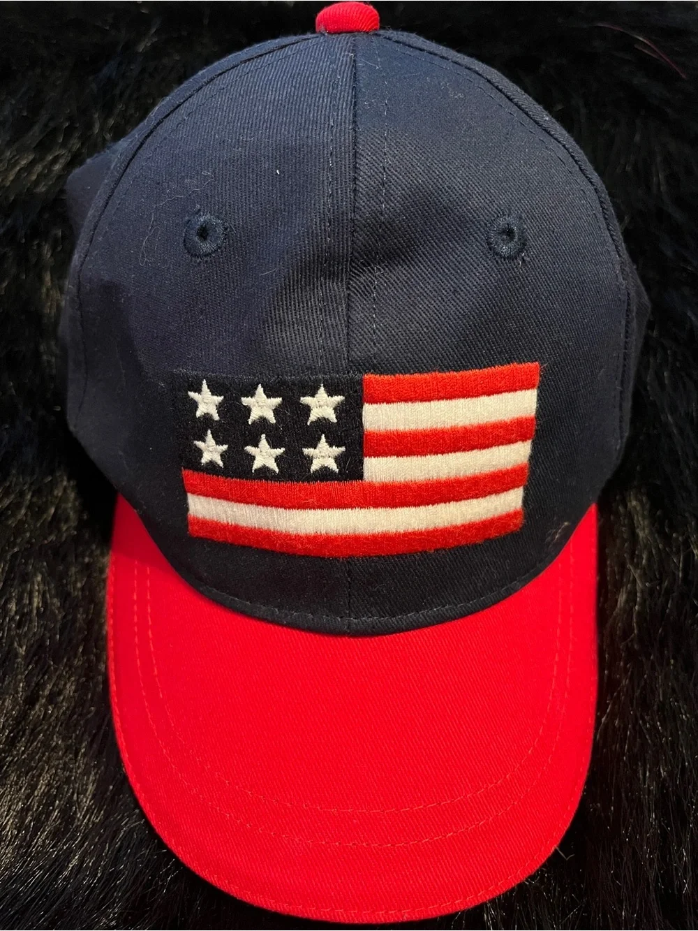 Gymboree Kids Patriotic Red Rim Cap with Embroidered Flag Size 12-24 Months